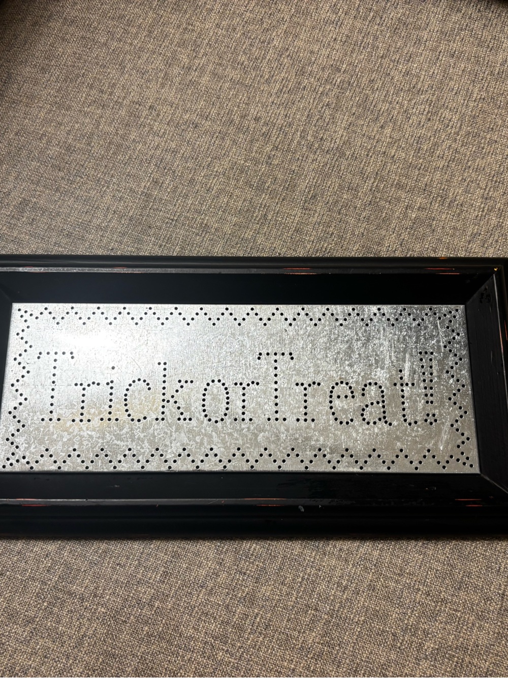 Trick or Treat Wall Sign - Black and Silver Halloween Décor